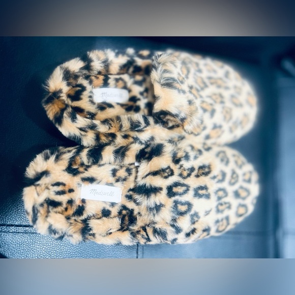 Madewell The Loafer Scuff Slipper in Leopard Faux-Fur size 7 NEW - Picture 1 of 9
